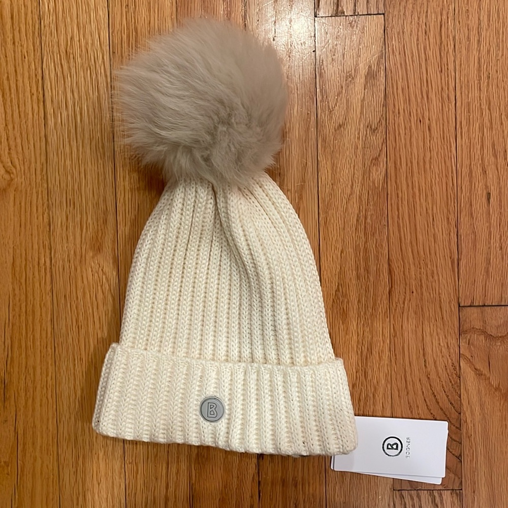 Bogner Off White Pom Pom Beanie